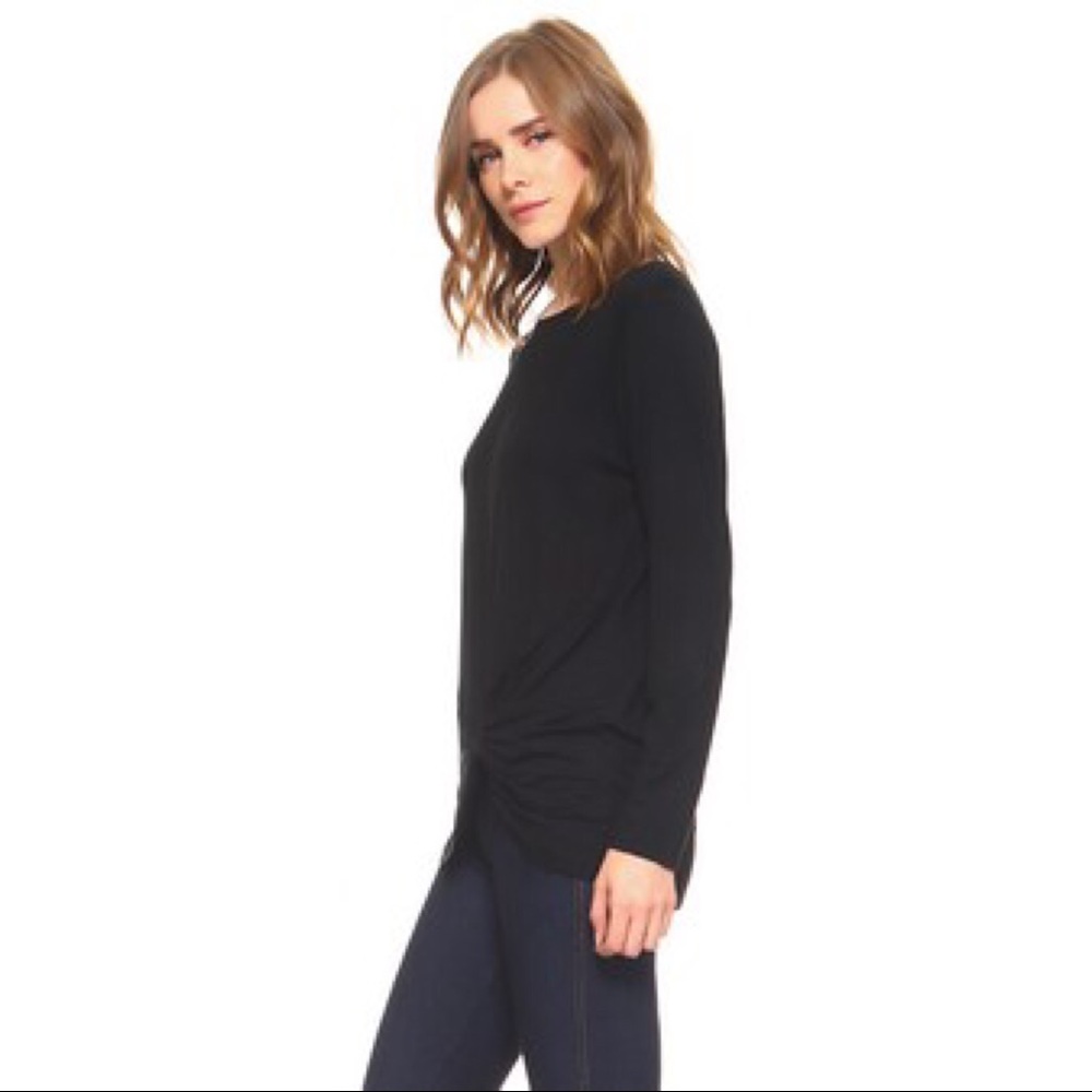 Black Front Wrap Tie Top - Picture 5 of 7